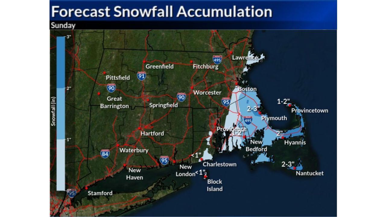 Massachusetts Snow Forecast Narrows to Cape Cod and Islands as Sunday System Skirts South Shore