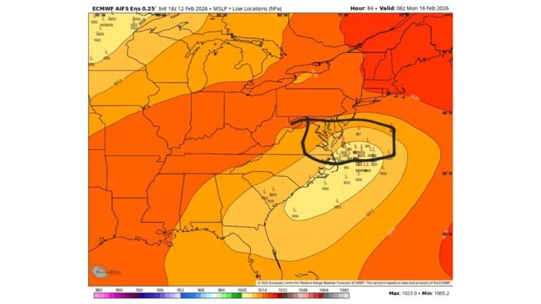 Mid-Atlantic Monday Storm Could Strengthen if Northern Stream Phasing Occurs Across Virginia, Maryland, and the Carolinas