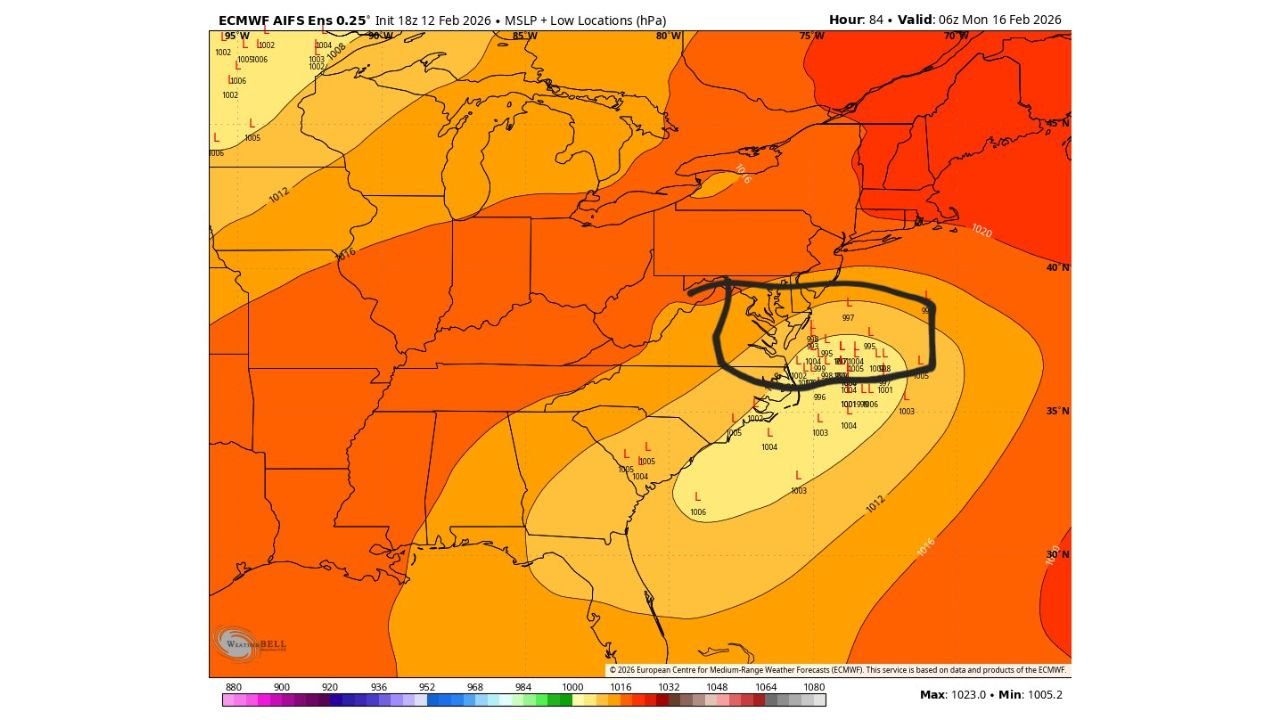 Mid-Atlantic Monday Storm Could Strengthen if Northern Stream Phasing Occurs Across Virginia, Maryland, and the Carolinas