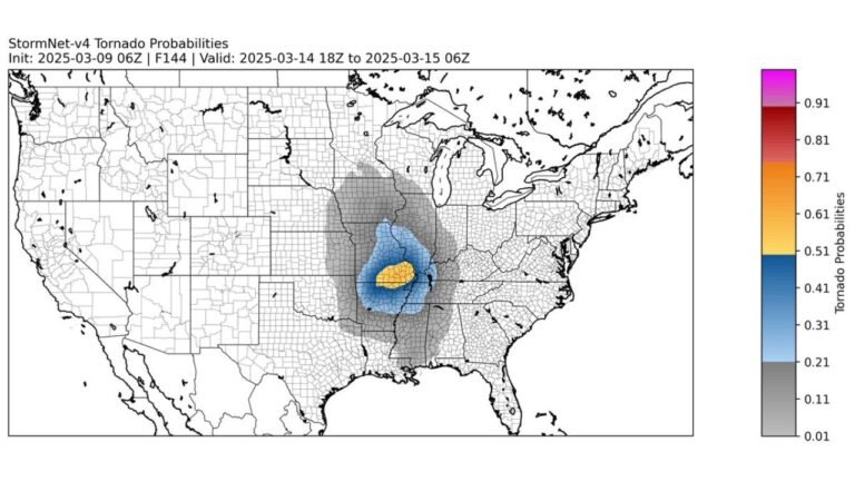Missouri, Arkansas and Illinois Deadly March 14, 2025 Tornado Outbreak Was Flagged 6 Days Early by StormNet-v4 Model With Striking Accuracy