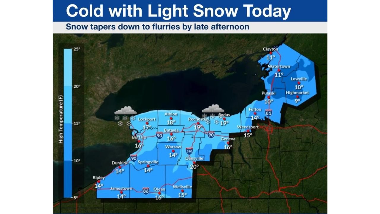 New York Braces for February Cold as Lake Ontario Snow Brings Flurries to Buffalo, Rochester, and Watertown