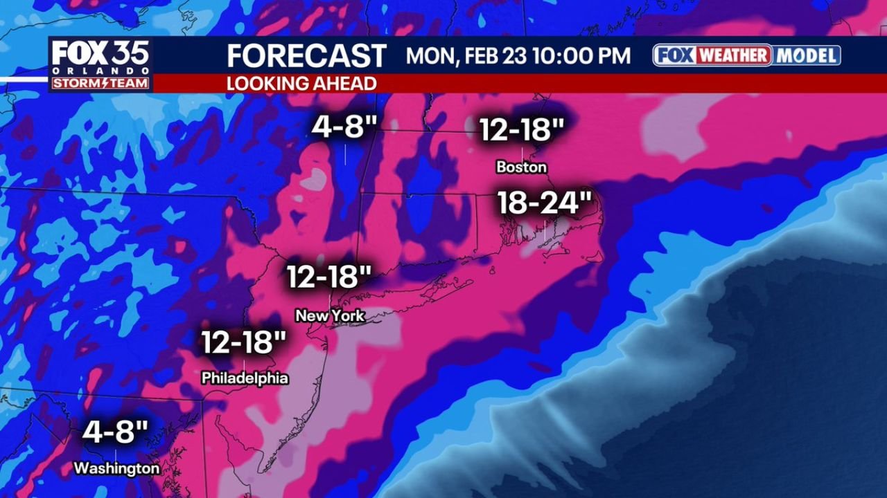 New York, New Jersey, Connecticut and Massachusetts Brace for Major I-95 Blizzard Threat With 12–24 Inches Possible From Philadelphia to Boston