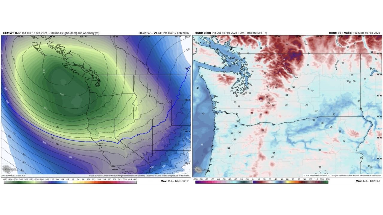 Pacific Northwest Faces Rare Lowland Snow Chance as Deep Offshore Trough Drives Cooler Pattern Into Washington and Oregon