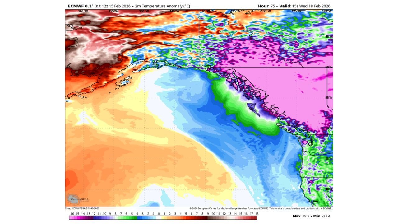 Pacific Northwest Snow Hopes Rise as Arctic Air Presses Into British Columbia, Giving Washington and Oregon a Narrow Winter Window