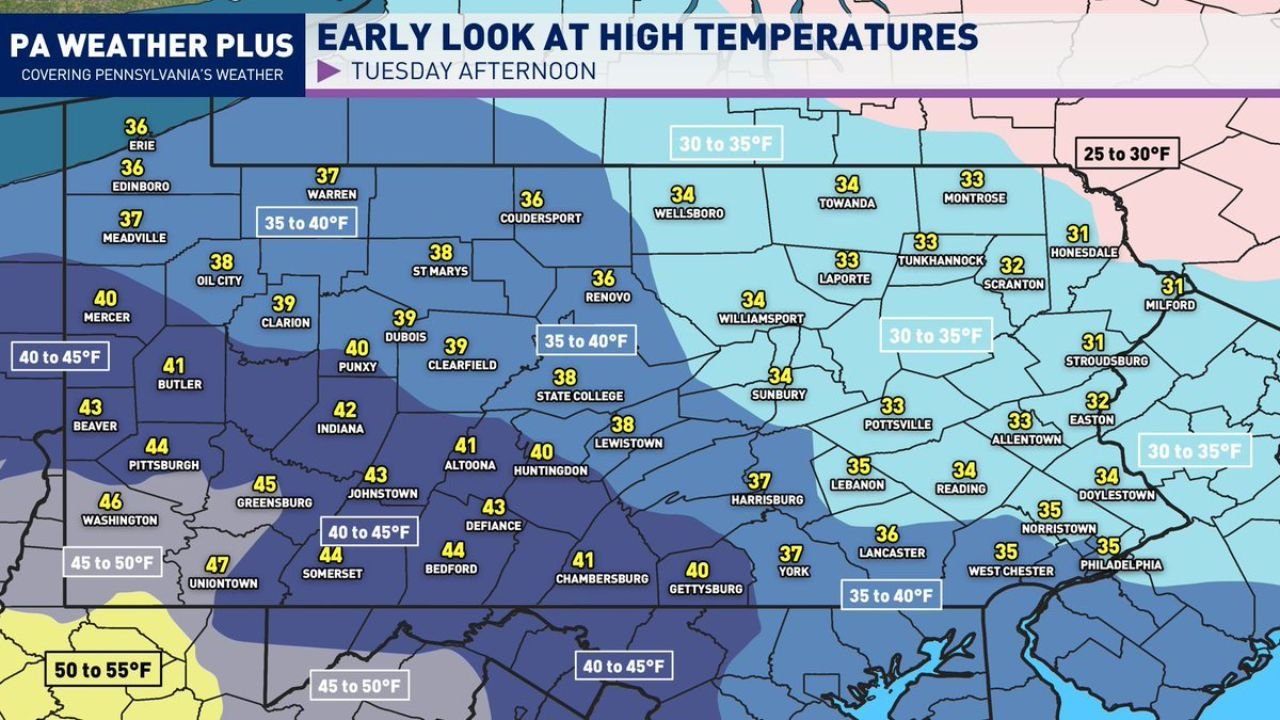 Pennsylvania Sees Brief Taste of Spring Tuesday Before Cold Air Quickly Returns Across the State
