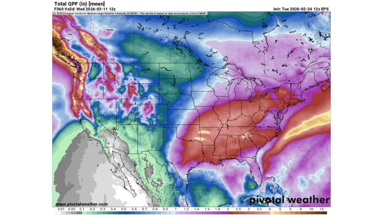 Potential Mid-March Pattern Shift Could Bring Heavy Rain and Severe Storm Risk to Plains, Midwest and Deep South