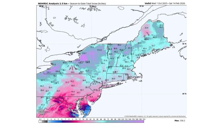 Record-Breaking Snow Totals Pile Up Across New York, Vermont and Maine as Winter Delivers Relentless Season-to-Date Accumulations