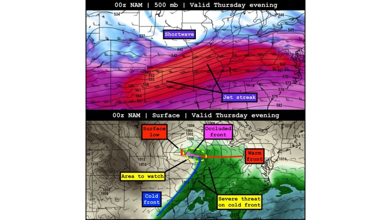 Severe Storm Threat Expands Toward Illinois, Iowa, and Missouri as Powerful Jet Streak Targets the Ohio Valley This Thursday