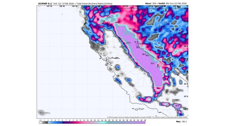 Sierra Nevada Braces for 4 to 8 Feet of Snow as Life-Threatening Atmospheric River Targets California with 100+ MPH Winds