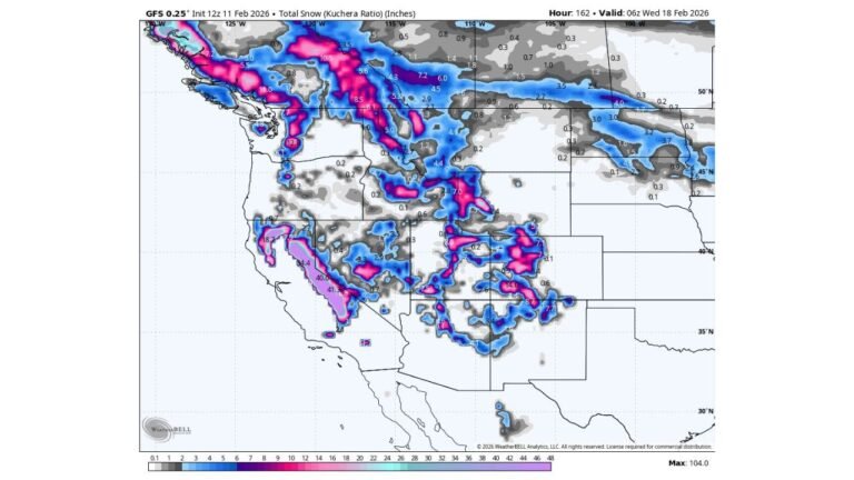 Sierra Nevada Braces for 5+ Feet of Snow as Major Western Storm Cycle Targets California and Mountain West Through February 18