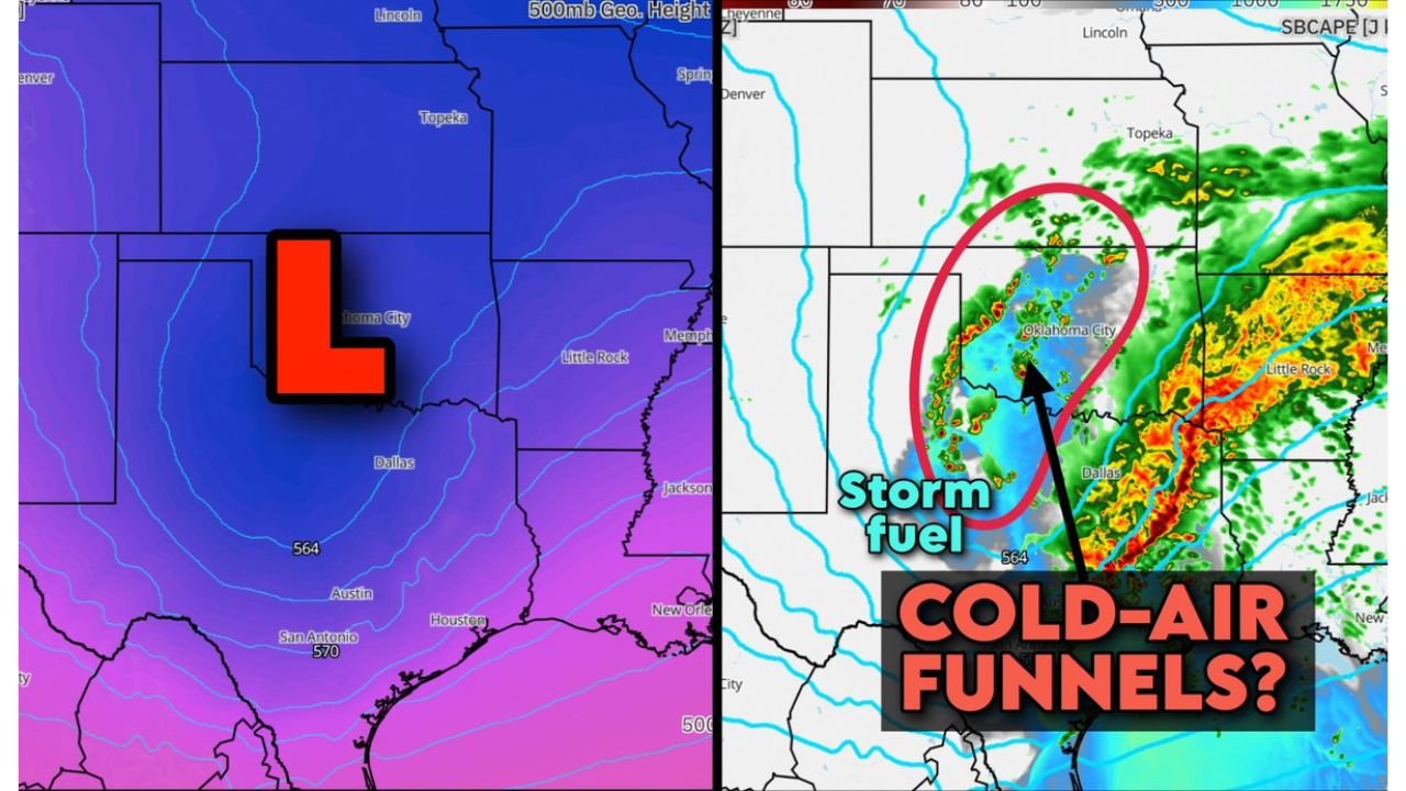 Southern Kansas, Oklahoma and North Texas Face Rare Cold-Air Funnel Risk Saturday as Sunshine and Upper Low Combine