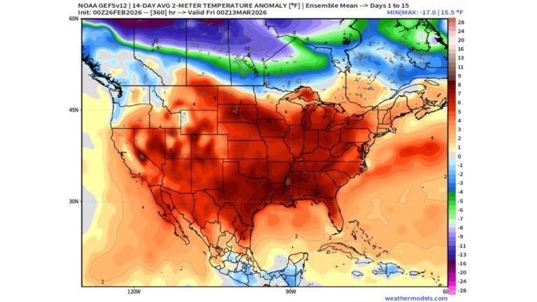 Texas, Louisiana, Mississippi and Illinois Set for Expanding Late-February to Early-March Warm Surge as Southern and Eastern U.S. Heat Builds Stronger Than Forecast
