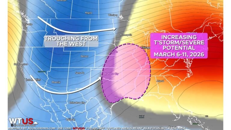 Texas, Oklahoma, Kansas and Missouri Bracing for Increasing Severe Storm Potential March 6–11 as Western Trough Fuels Multi-Day Thunderstorm Pattern