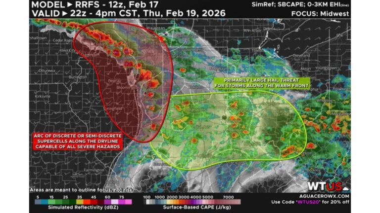 Thursday Severe Weather Outbreak Targets Illinois, Indiana, Iowa and Ohio Valley With Tornado and Large Hail Threat