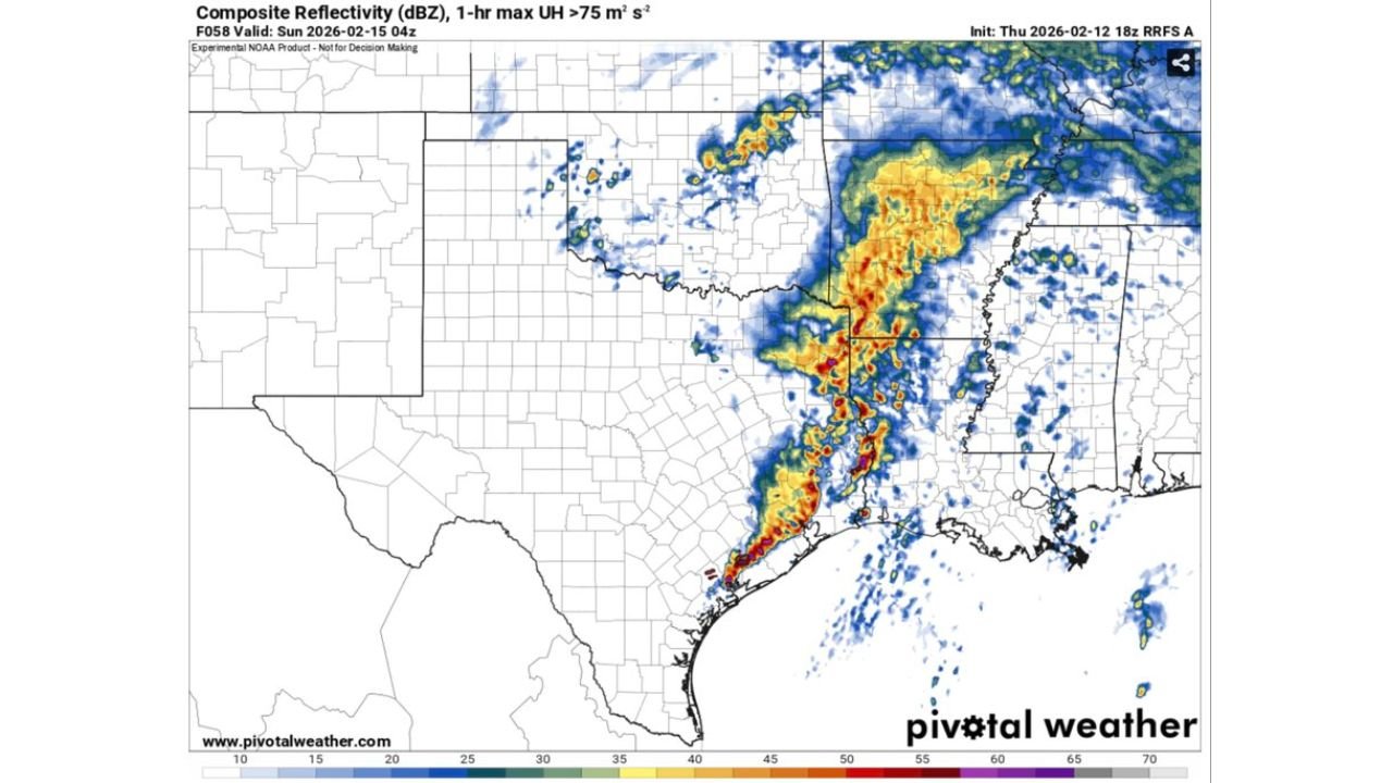 Valentine’s Day Night Tornado Risk Increasing Across East Texas and Southwest Louisiana as Models Signal Strengthening Setup
