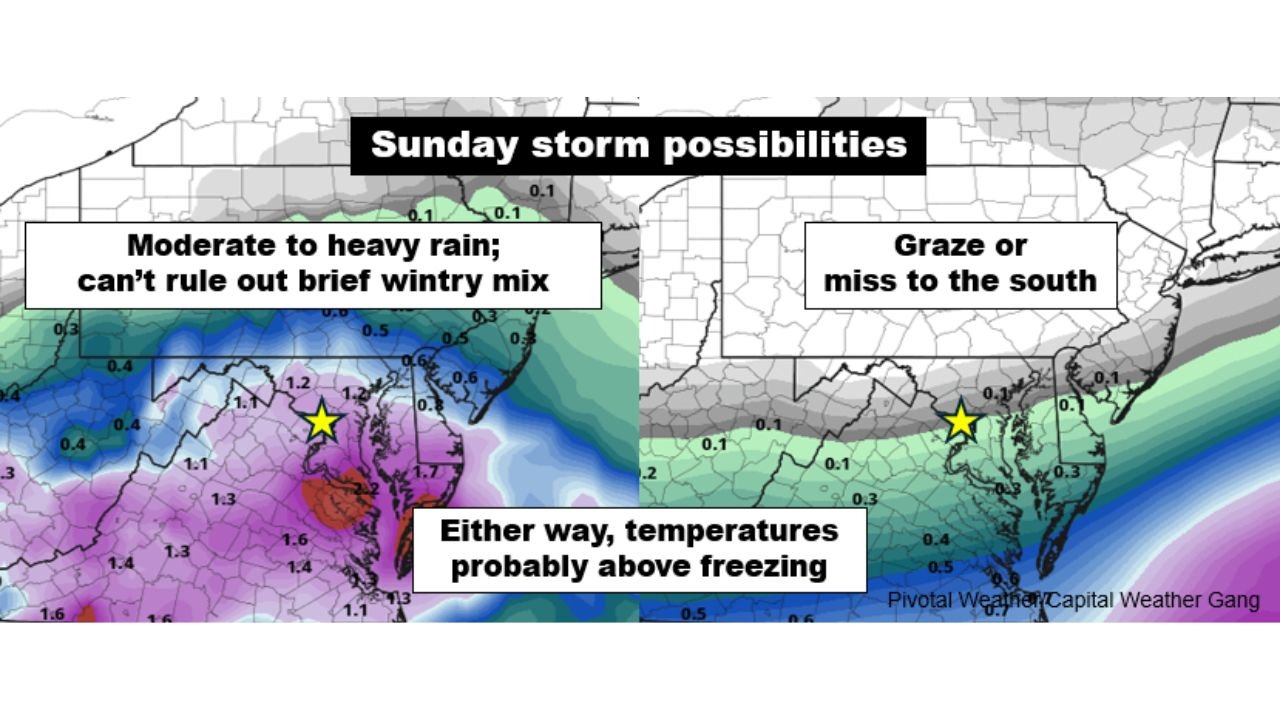 Washington, D.C. Weekend Storm Could Bring Moderate Rain Sunday Into Monday, But Snow Chances Appear Low
