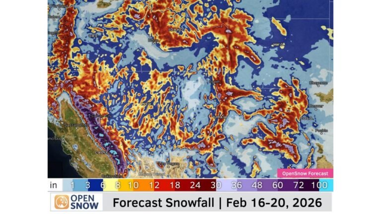 Western Snow Machine Ignites: California Sierra, Utah Wasatch, Colorado Rockies and Idaho Mountains Targeted for Major Powder Blast February 16–20, 2026