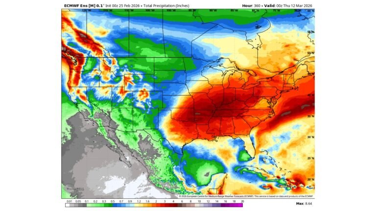 Widespread Heavy Rain to Soak Illinois, Ohio Valley and Southeast from March 5–12 as Storm Waves Intensify Across Eastern U.S.