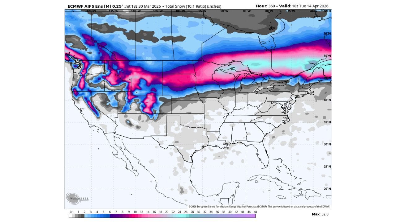 Winter Is Not Done With the Northern United States as Model Data Shows Multiple Snow Chances Continuing Across the Dakotas, Minnesota, Wisconsin and Michigan All the Way Through Mid-April