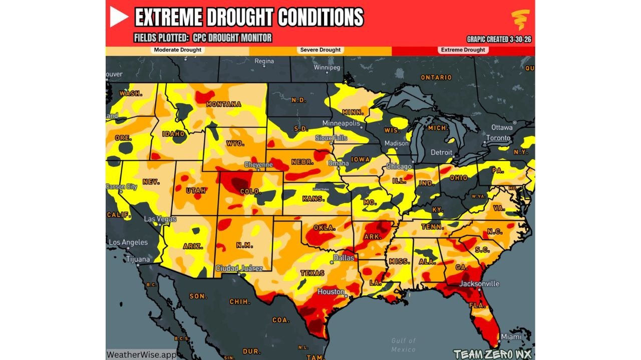 The United States Is Experiencing One of Its Most Severe Drought Situations in Recent Memory With Extreme Conditions Now Blanketing Texas, Oklahoma, Colorado and California as Farmers and Ranchers Face a Crisis Heading Into Spring