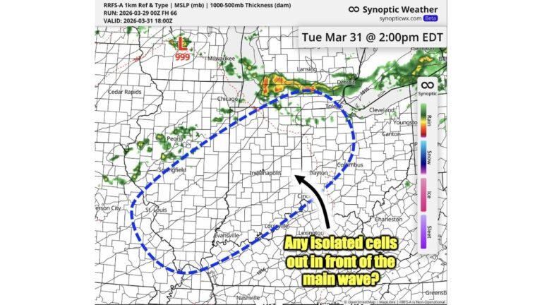 Tuesday Storms Are Already Firing Across Chicago and Detroit While Isolated Severe Cells Could Develop Ahead of the Main Wave Across Indiana, Ohio and Kentucky This Afternoon