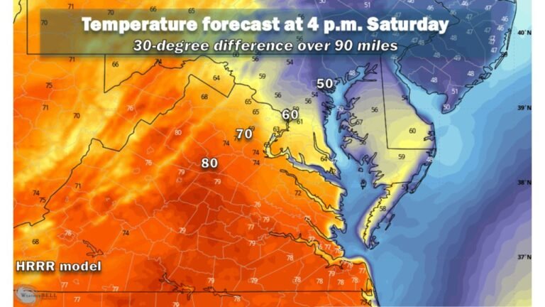 Backdoor Cold Front Disrupts East Coast Warmup as Temperatures Across Maryland, D.C., and Virginia Split by Nearly 30 Degrees
