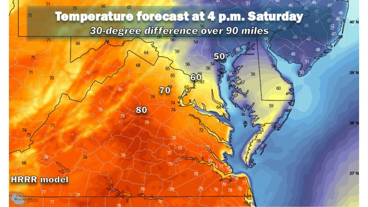 Backdoor Cold Front Disrupts East Coast Warmup as Temperatures Across Maryland, D.C., and Virginia Split by Nearly 30 Degrees
