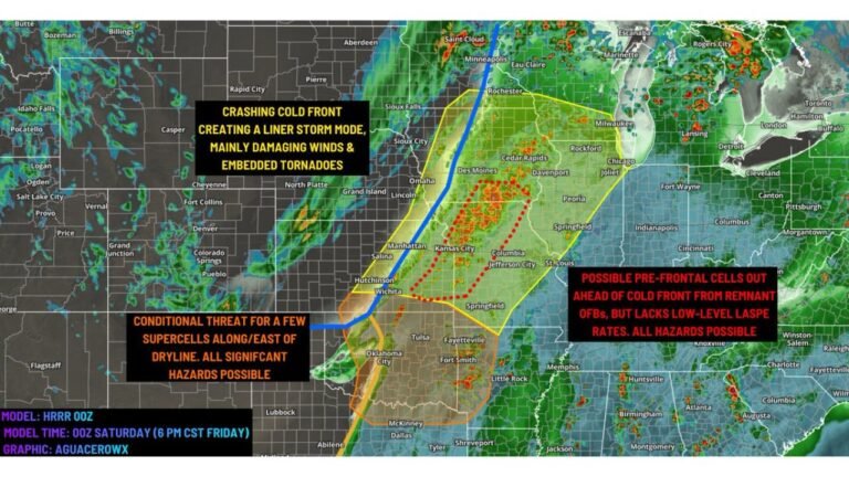 Bi-Modal Severe Storm Setup Could Trigger Tornadoes and Damaging Winds Across Kansas, Missouri, Iowa, Oklahoma, Arkansas and Illinois Friday