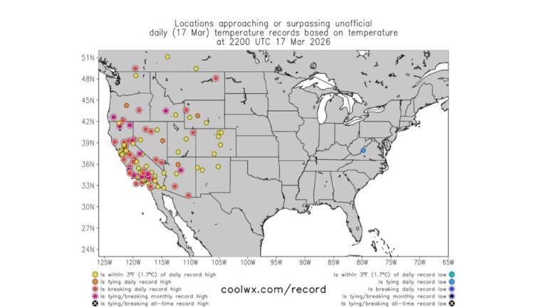 California, Nevada and Arizona Heatwave Breaks March Records as Western U.S. Sees Rare Early-Season Temperature Surge With More Intensifying Ahead