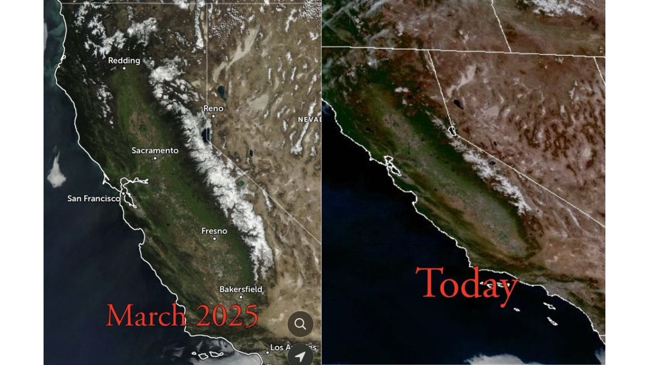 California’s Sierra Nevada Snowpack Collapses Compared to March 2025 as Sacramento, Reno, Fresno and Los Angeles Face Early Fire Season Warning