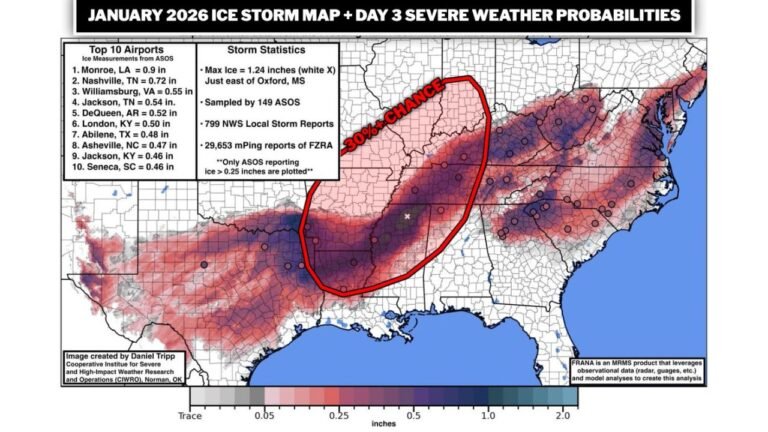 Dangerous Overlap Emerges From Memphis and Nashville to Louisville and Indianapolis as 70 MPH Wind Threat Targets Regions Still Recovering From January Ice Storm