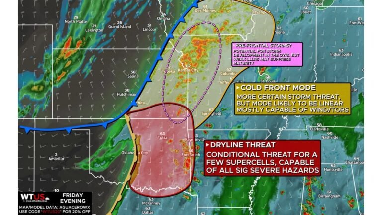 Enhanced Severe Weather Threat Friday Could Bring Tornadoes, Damaging Winds and Large Hail Across Kansas, Missouri, Oklahoma, Arkansas, Iowa and Illinois