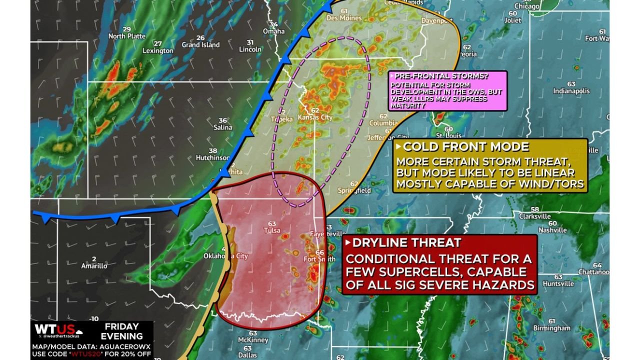 Enhanced Severe Weather Threat Friday Could Bring Tornadoes, Damaging Winds and Large Hail Across Kansas, Missouri, Oklahoma, Arkansas, Iowa and Illinois