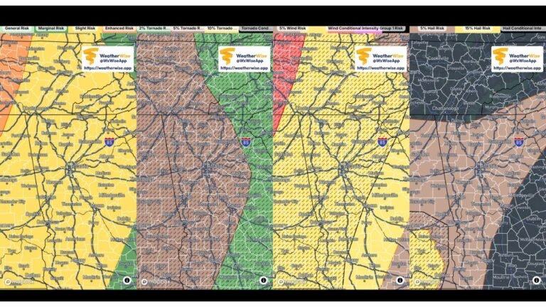Georgia and Tennessee Under Expanded Slight Risk as SPC Upgrades North Georgia Including Atlanta, Rome and Gainesville With Growing Tornado and 74+ MPH Wind Threat