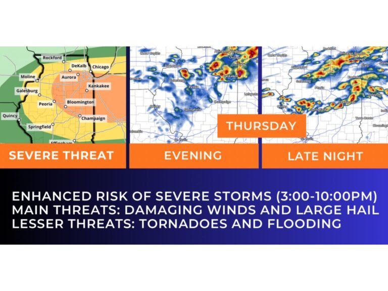 Illinois Counties Including Will and Kendall Face Enhanced Severe Storm Risk With Large Hail and Damaging Winds Near Chicago Thursday