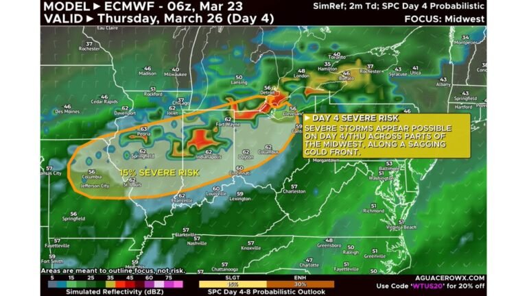 Illinois, Indiana, Missouri and Michigan Included in 15 Percent Severe Storm Risk March 26 as Cold Front Targets Midwest With Supercell Potential