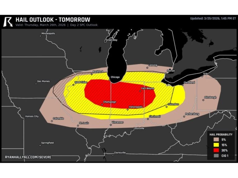Illinois, Indiana, Ohio Under Level 3 Severe Risk as Chicago Region Faces Large Hail and Damaging Winds Thursday