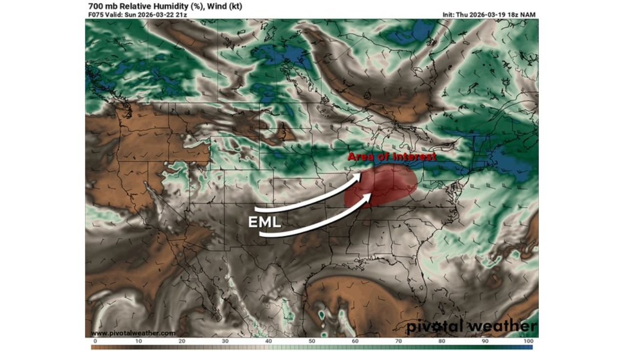 Illinois, Indiana, Ohio and Kentucky Face Limited Severe Storm Risk Sunday as Strong Elevated Mixed Layer Caps Ohio Valley Atmosphere