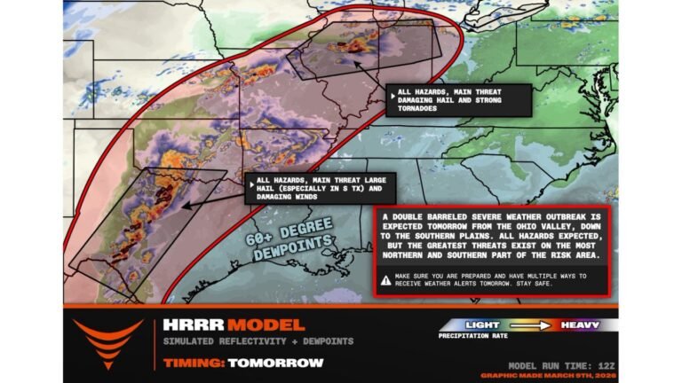 Illinois, Indiana and Northeast Missouri Face Strong Tornado Threat as Double-Barreled Severe Weather Outbreak Targets Midwest and Texas Tuesday