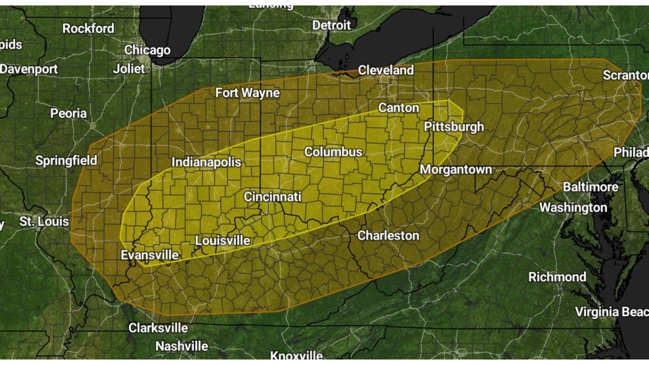 Indiana, Ohio, Kentucky, West Virginia, and Pennsylvania in Crosshairs as Sunday Severe Storm Threat Brings Damaging Winds, Large Hail, and Isolated Tornado Risk