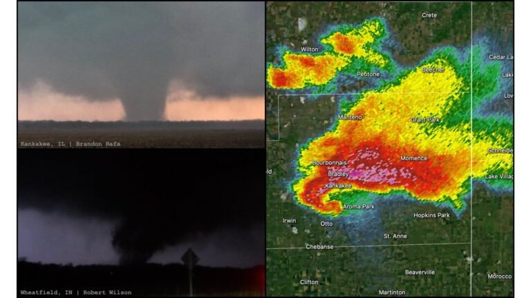 Kankakee Illinois Tornadic Supercell Unleashed Violent Tornadoes and Giant Hail Across Illinois and Indiana in Rare Dual Threat Event
