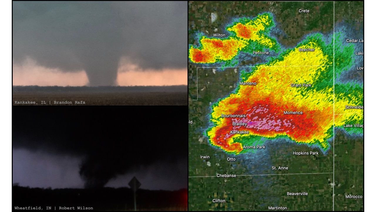 Kankakee Illinois Tornadic Supercell Unleashed Violent Tornadoes and Giant Hail Across Illinois and Indiana in Rare Dual Threat Event