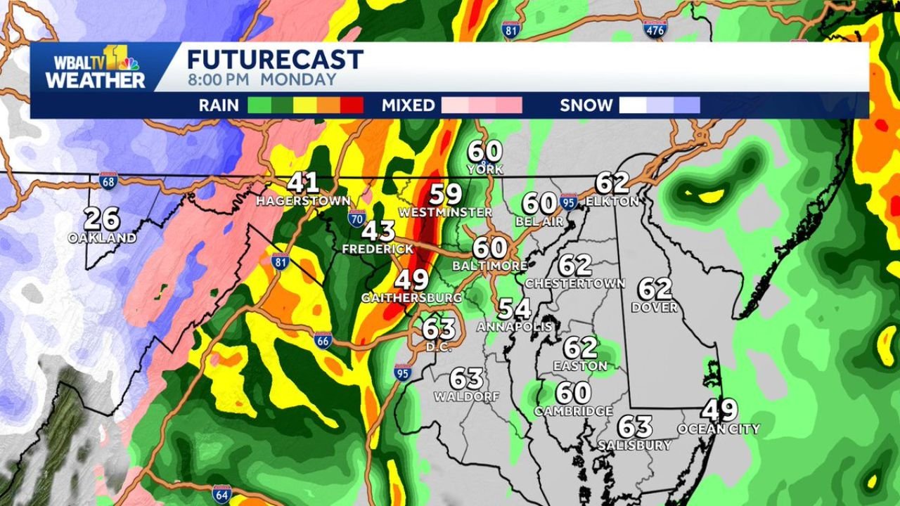 Maryland and Pennsylvania Storm Line Target Baltimore Metro Between 7 PM and 9 PM With Strong Winds From Frederick and Westminster to Annapolis