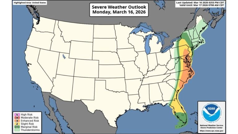 Moderate Risk Removed Across Virginia, Maryland, North Carolina, South Carolina, and Pennsylvania as Damaging Wind Threat Continues Along East Coast