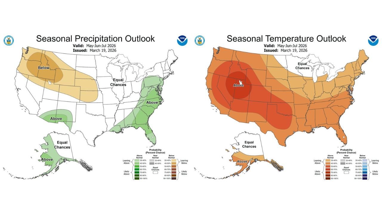 NOAA's May–July 2026 Seasonal Outlook Signals a Hot, Dry Summer for the ...