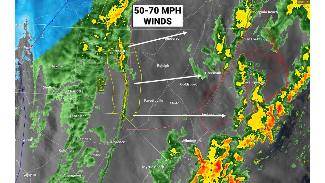 North Carolina, Virginia and South Carolina Slammed by 70 MPH Wind Gusts as Powerful Cold Front Causes Tree Damage and Power Outages