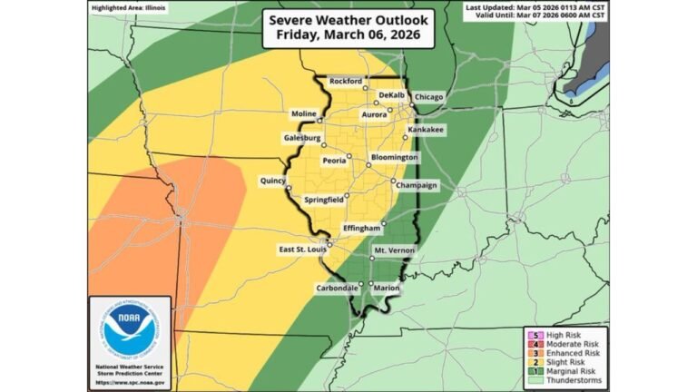 Northern Illinois Storm Alert: Chicago, Rockford and Aurora Could See Two Rounds of Thunderstorms Friday With Wind, Hail and Overnight Severe Risk