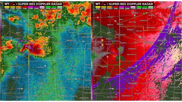 Ohio, Indiana and Western Ohio Supercell Moves In With Large Hail Threat and Increasing Tornado Risk Through Evening Hours