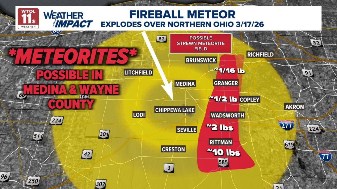 Ohio Meteor Explosion Sparks NASA Alert as Medina and Wayne Counties Identified as Possible Meteorite Impact Zone