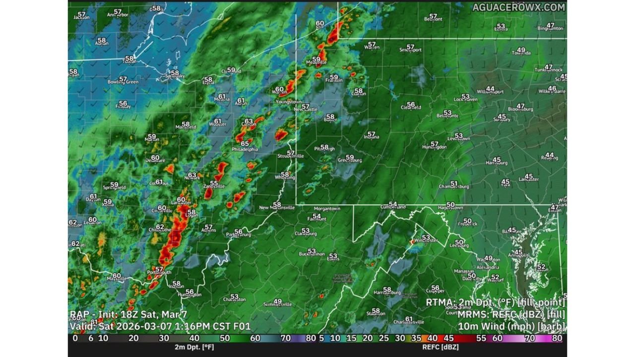 Ohio and Pennsylvania Storm Update as New Thunderstorms Form in Eastern Ohio and Move Toward Western Pennsylvania With Isolated Tornado Risk Still Possible